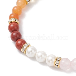 Женские эластичные браслеты из натуральных и синтетических драгоценных камней и ракушек с бусинами&nbsp;BJEW-JB12175