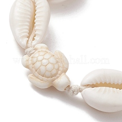 Браслеты из плетеных бусин из натуральной ракушки и синтетической бирюзы черепахового цвета&nbsp;BJEW-JB10082