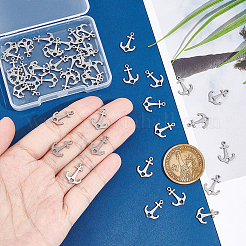 304ステンレススチールチャーム50個  レーザー切断  ハートを持つアンカー  ステンレス鋼色  15x11x1mm  穴：1.2mm&nbsp;STAS-UN0046-12