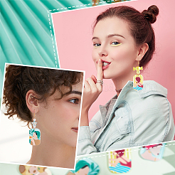 16шт 4 стиля акриловые подвески с 3d принтом&nbsp;OACR-CA0001-18