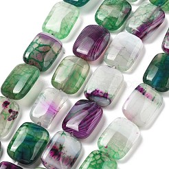 Натуральный полосчатый агат имитация рубина в нитях бусин цоизита G-K392-B03-13x18mm