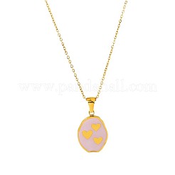 Collares para mujer con colgante ovalado de triple corazón en acero inoxidable 304 esmaltado.&nbsp;WG811DD-01