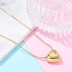 304 нержавеющая сталь кулон в форме сердца круглая цепочка-змейка ожерелья для женщин NJEW-B122-01G-02