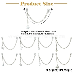 9 шт. 9-х видов европейских защитных цепей из цинкового сплава с подвесками&nbsp;HJEW-CJ0001-23