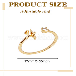 1pc lettre laiton strass ouvert manchette anneaux pour femmes&nbsp;AJEW-LP0004-47Y-G