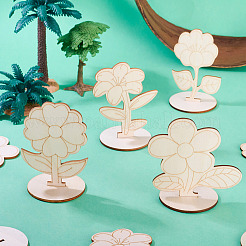 20 stücke 4 arten blume unfinished holz display dekorationen für diy malerei dekoration handwerk&nbsp;DJEW-TA0001-38