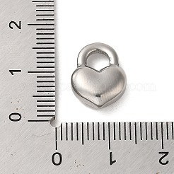 変色しない304ステンレススチールペンダント  ハートロックチャーム  ステンレス鋼色  14x10.5x5mm  穴：4.5mm&nbsp;STAS-R223-02E