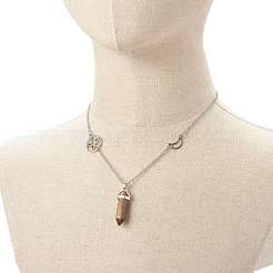 Collana con ciondolo con pietre miste naturali sfaccettate a proiettile&nbsp;NJEW-JN03601