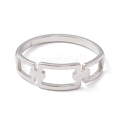 変色しない304ステンレススチール製トリプル長方形中空指輪女性用  ステンレス鋼色  内径：17mm&nbsp;RJEW-B035-02P