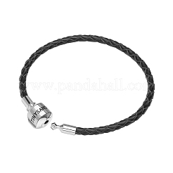 Fabrication de bracelet en cuir tressé en argent sterling plaqué rhodium 925&nbsp;TS-B-128-17