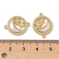 Подвески из латуни с микропаве из прозрачных кубических цирконий и натуральной ракушки с коннектором в виде бабочки&nbsp;KK-Z115-11G