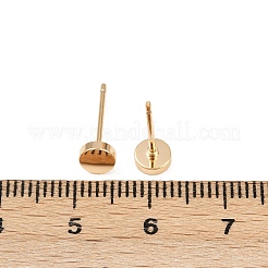 Orecchini a bottone tondi piatti in ottone da donna&nbsp;EJEW-G441-06E-G