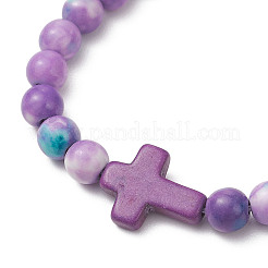 Браслеты из плетеных бусин для женщин из натурального окрашенного морского белого нефрита&nbsp;BJEW-JB13118