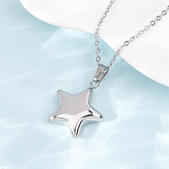 Collares con colgante de estrella de acero inoxidable 304 y cadena de cable para hombres y mujeres&nbsp;NJEW-K308-02A-P