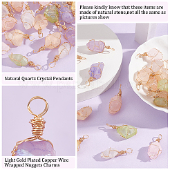 20шт гальванические подвески из натурального кварца PALLOY-AB00133