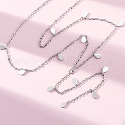 Ожерелья с каплевидными кисточками из нержавеющей стали 304 NJEW-R026-24P