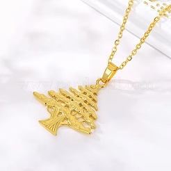 女性用304ステンレスペンダントネックレス  クリスマスツリー  ゴールドカラー  17.72インチ（45cm）&nbsp;WGAB0B0-01