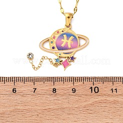 Ожерелья с подвеской в виде планеты и созвездия из нержавеющей стали 304 с перламутровой эмалью NJEW-D310-01H-G