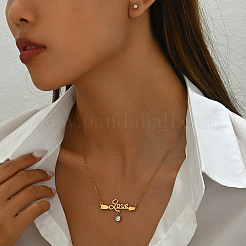 Модные комплекты из серег-гвоздиков из нержавеющей стали и ожерелий с подвесками в виде слова «любовь» для женщин QR4901-2