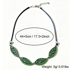 Collane boho a più fili in ecopelle nera con perline a forma di foglia in legno cavo per donna&nbsp;WGCAA73-01