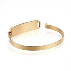 304ステンレススチールIDバングル  ゴールドカラー  2インチ（5.2cm）x2-1/2インチ（6.4cm）&nbsp;BJEW-F354-12G