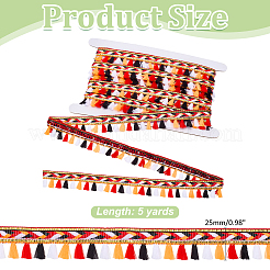 Лента из полиэстера с бахромой цвета радуги&nbsp;SRIB-WR0001-16