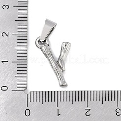 変色しない304ステンレススチールペンダント  竹風  ステンレス鋼色  文字.y  19x10x3mm  穴：3x7mm&nbsp;STAS-F235-01P-Y