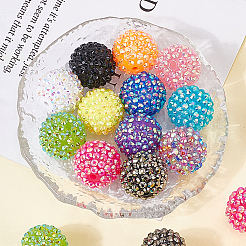 24шт 12 цвета смоляные бусины со стразами RESI-PA0001-04