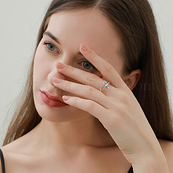 40 шт. 2-х цветные латунные оправы для колец со стразами KK-AR0002-12