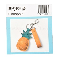 DIYパイナップルキーホルダーキット  puレザー入り  コットン  綿糸と鉄のパーツ  オレンジ  52x46x1.5mm  穴：1mm&nbsp;DIY-A009-04