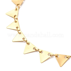 女性用304ステンレススチールチェーンブレスレット  ゴールドカラー  三角形  7-1/2インチ（19cm）  リンク：7x6mm&nbsp;BJEW-I313-03