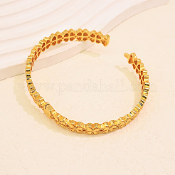 Bracelets manchettes vintage en laiton sculpté à quatre feuilles&nbsp;BK9930