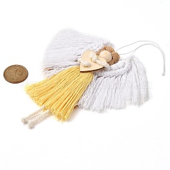 Pendentif décoratif en fil de coton macramé tissé à la main en forme d'ange&nbsp;HJEW-JM02454-03