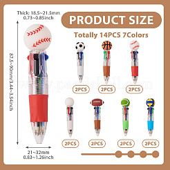 14 penna a sfera sportiva in plastica 4 in 1&nbsp;AJEW-TA0005-82