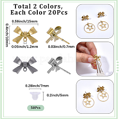 20 Paar Ohrstecker mit Schleife aus Edelstahl 304 in 2 Farben&nbsp;STAS-SC0021-24