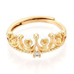 Impostazioni per anello a perno con coppa in zirconia cubica micro pavé in ottone a corona&nbsp;LS-KK-N274-09G