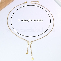 Collane con nappe a forma di Y in acciaio inossidabile e conchiglia bianca naturale a forma di luna e stella per donna&nbsp;LS-PP3147