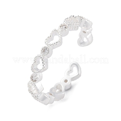 Полое сердце s925 стерлингового серебра микро паве кубические цирконии открытые манжеты кольца для женщин RJEW-R013-01S