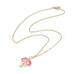 3шт 3 цветных стеклянных семян плетеный лист кулон ожерелье набор&nbsp;NJEW-MZ00009