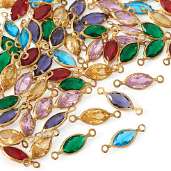 60 шт. 6-х цветные латунные подвески-коннекторы из стекла k9&nbsp;KK-TA0003-15