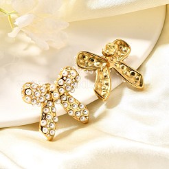Серьги-гвоздики с бантом из нержавеющей стали 304 EJEW-A123-02A-G