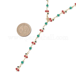 Латунная эмалевая красная вишня звенья цепи и ожерелья для женщин&nbsp;NJEW-JN05756