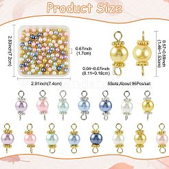 96 шт. 2-х цветные стеклянные перламутровые круглые подвески-соединители&nbsp;PALLOY-FS00063