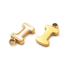 304ステンレススチールエナメルチャーム  14KGP本金メッキ  文字L  文字I  8x4.5x1.3mm  穴：1.2mm&nbsp;STAS-L022-292G-I