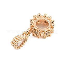 Стойка покрытие латунь прозрачный кубический цирконий европейские подвески-шармы&nbsp;KK-F876-23KCG