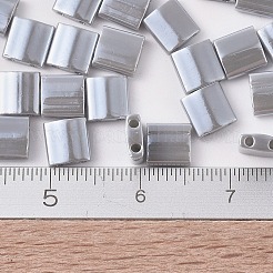 MIYUKIティラビーズ  日本製シードビーズ  2穴  （TL443)不透明な灰色の光沢  5x5x1.9mm  穴：0.8mm  約1180個/100g&nbsp;SEED-J020-TL443