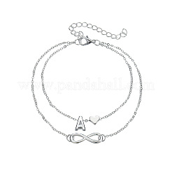 Браслеты на лодыжку из сплава с подвеской в виде сердца-бесконечности и инициалом&nbsp;FS-WG74AE6-01