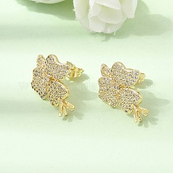Aretes de latón con micro pavé de circonio cúbico para mujer&nbsp;EJEW-F422-02G