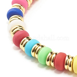 Bracciale elasticizzato con perline in argilla polimerica color caramello per ragazze donne&nbsp;BJEW-JB07190