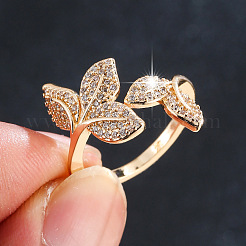 Messing Micro Pave klare Zirkonia Manschette offene Ringe&nbsp;WG28CF9-01